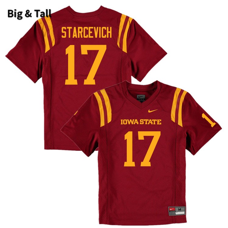Iowa State Cyclones Men's #17 Shane Starcevich Nike NCAA Authentic Cardinal Big & Tall College Stitched Football Jersey IO42E41AC